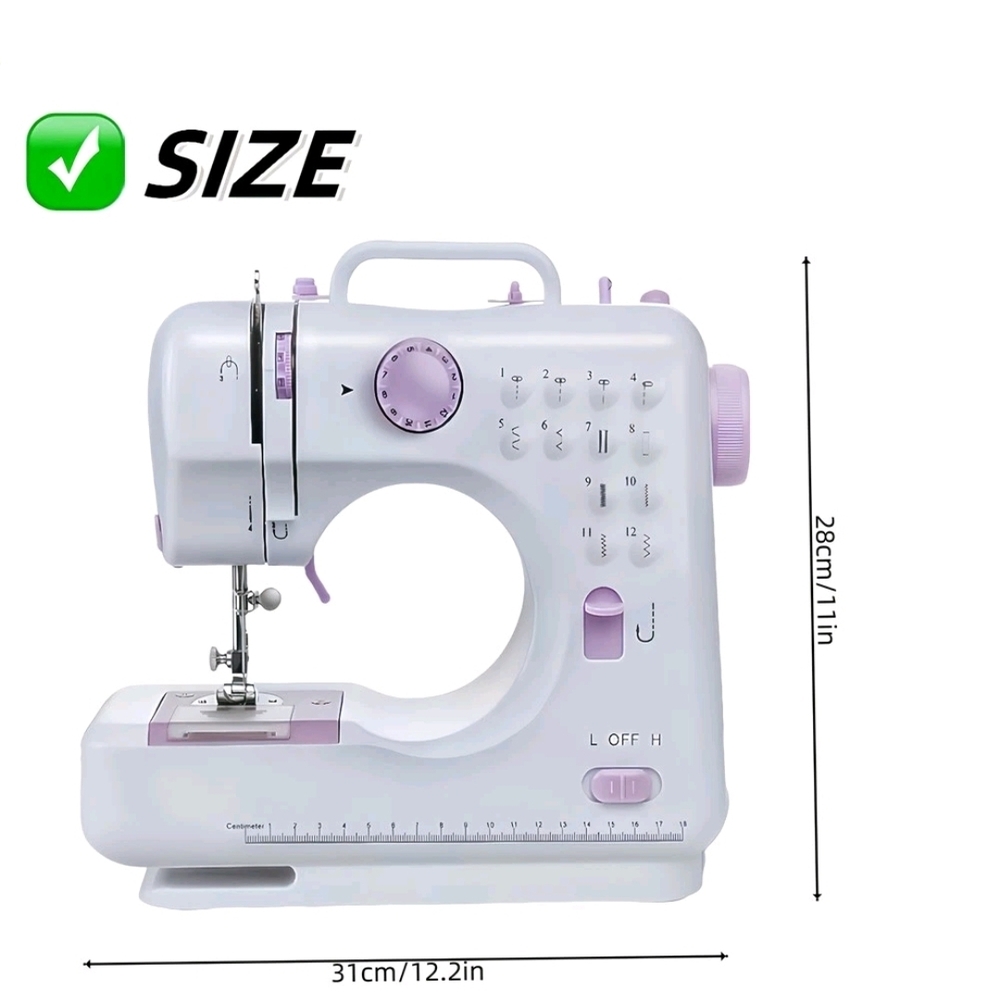 Compact White and Lavender Portable Sewing Machine - Picture 5 of 11